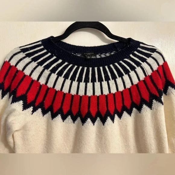 Talbots Icelandic Sweater Pullover Women's M Petite Red & Blue Vintage - Picture 5 of 5